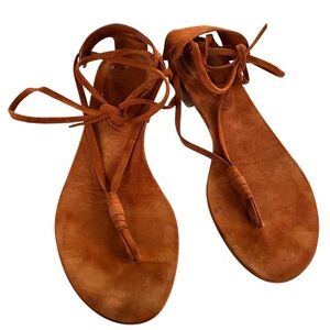 Delman Leather Lace Up Naked Sandals 9
